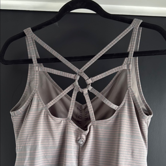 Prana Ruched Gray Sundress Sleeveless Midi - Picture 3 of 5